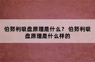 伯努利吸盘原理是什么？ 伯努利吸盘原理是什么样的